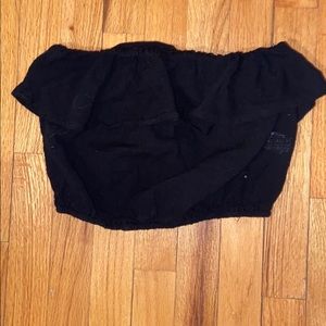 Crop Black Sleeveless Ruffle Top